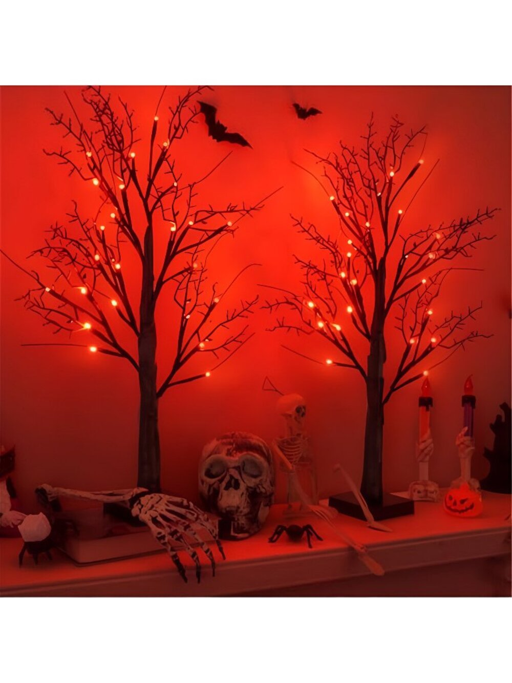 Halloween Indoor Decorations 2 Pack 24 Inch Black Halloween Tree with 24 Orange